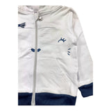 Kangaroo Zip Up Hoodie Plain Color with Contrast Prints White for Baby Girls