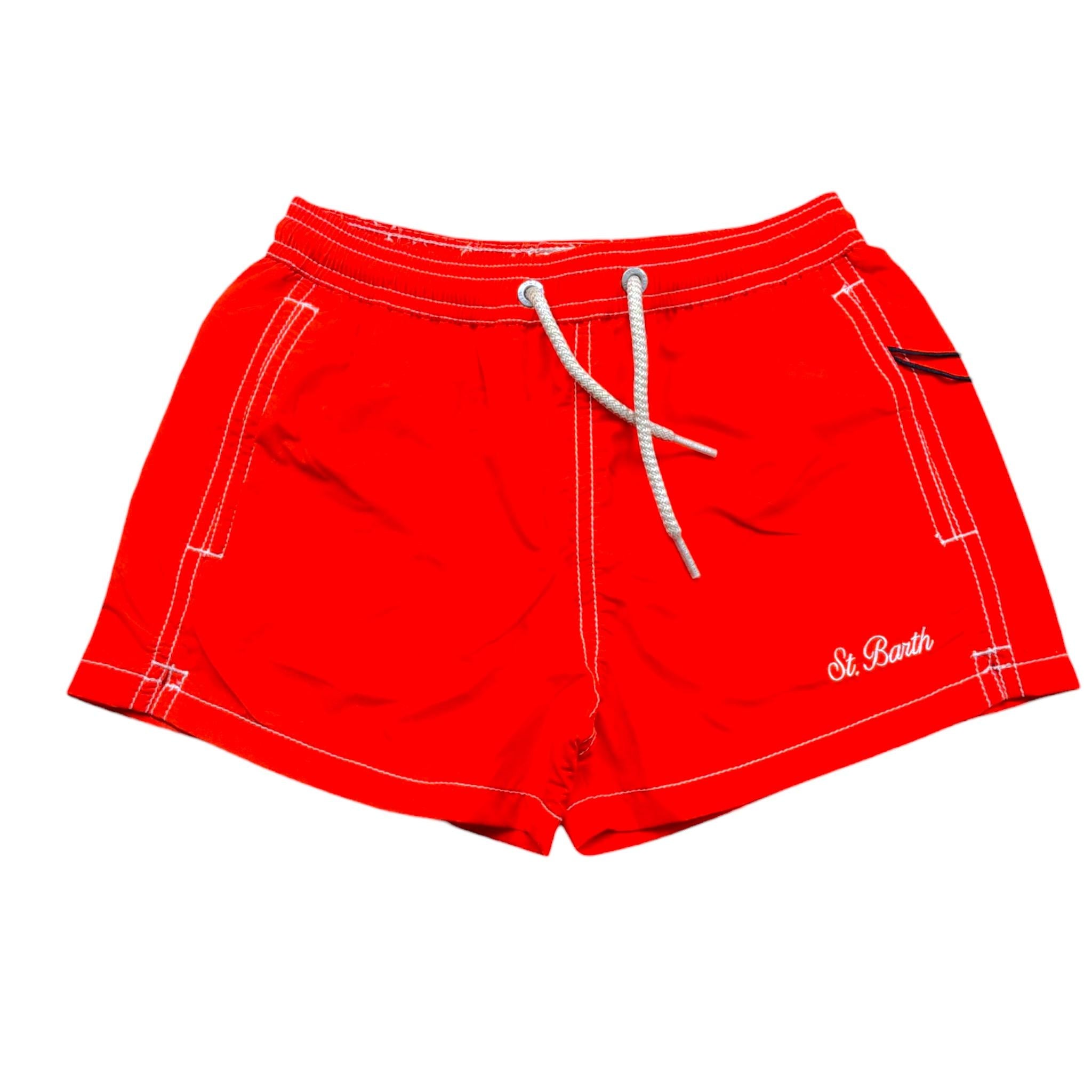 Saint Barth Costume Tinta Unita  per Bambino PATMOS ROSSO SAINT BARTH 