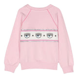 Chiara Ferragni Solid Color Crewneck Sweatshirt With Pink Print For Girls