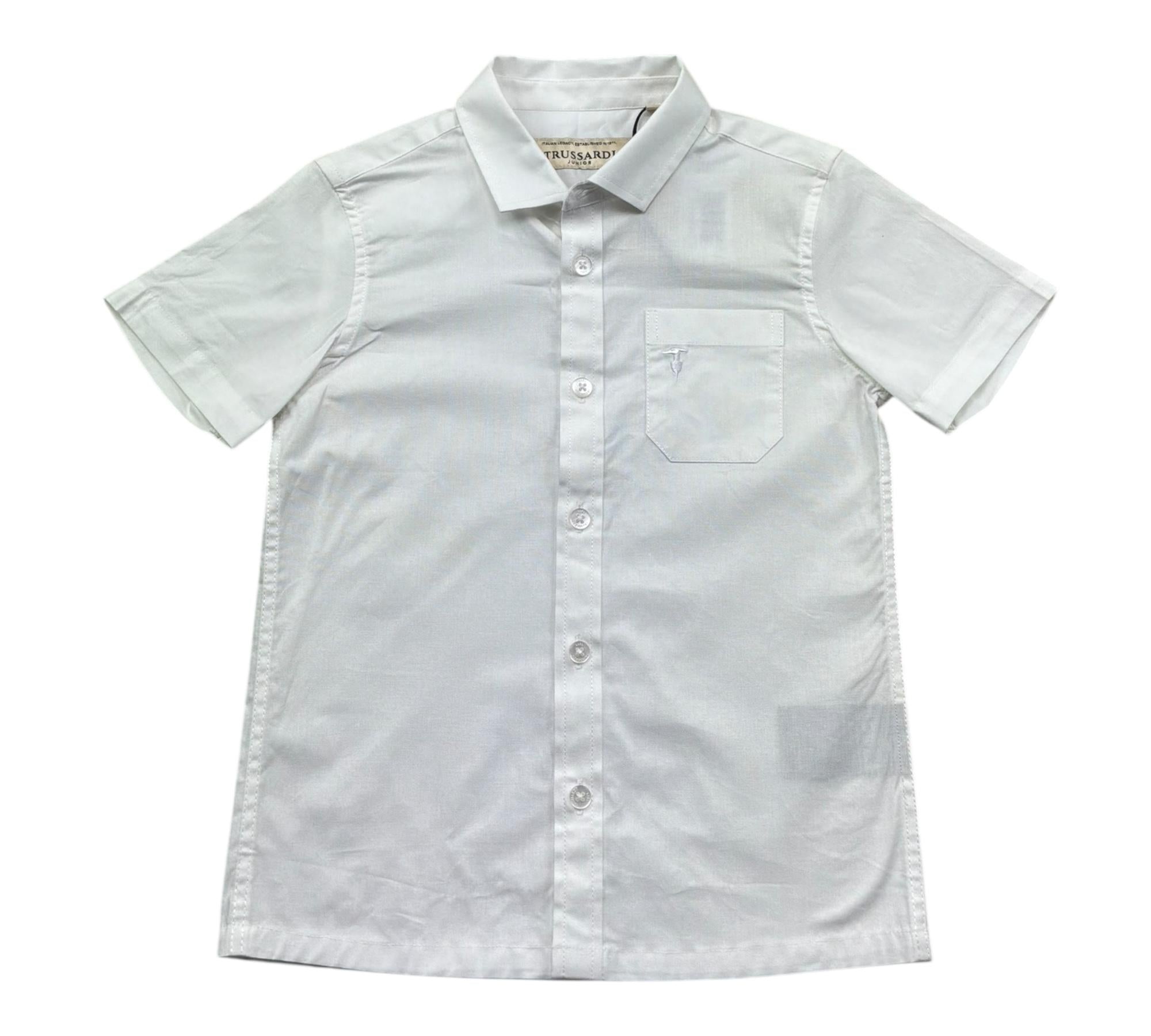 Trussardi Camicia Mezza Manica Tinta Unita con Taschino per Bambino TBP26029CA BIANCO TRUSSARDI 