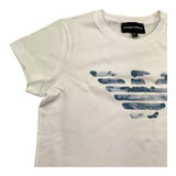 Emporio Armani T-Shirt Girocollo Tinta Unita con Ricami Logo per Bambino 3RD301 BIANCO EMPORIO ARMANI 