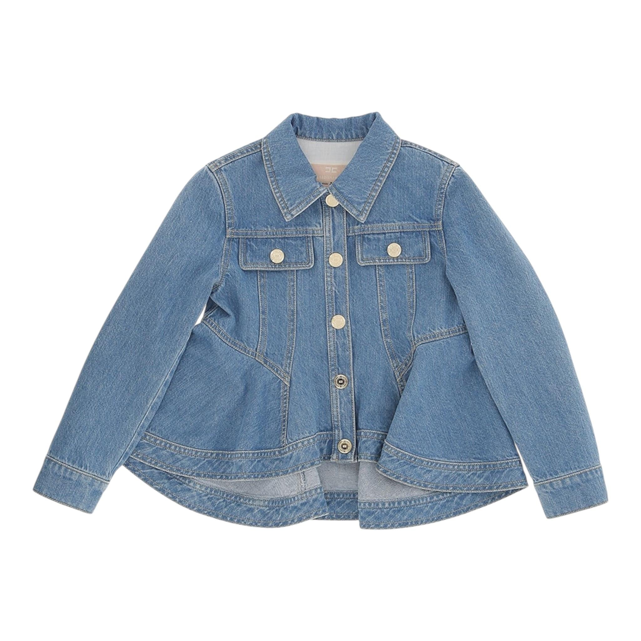 Elisabetta Franchi camicia Manica Lunga Tinta Unita In Denim per Bambina EFGB123 AZZURRO ELISABETTA FRANCHI 