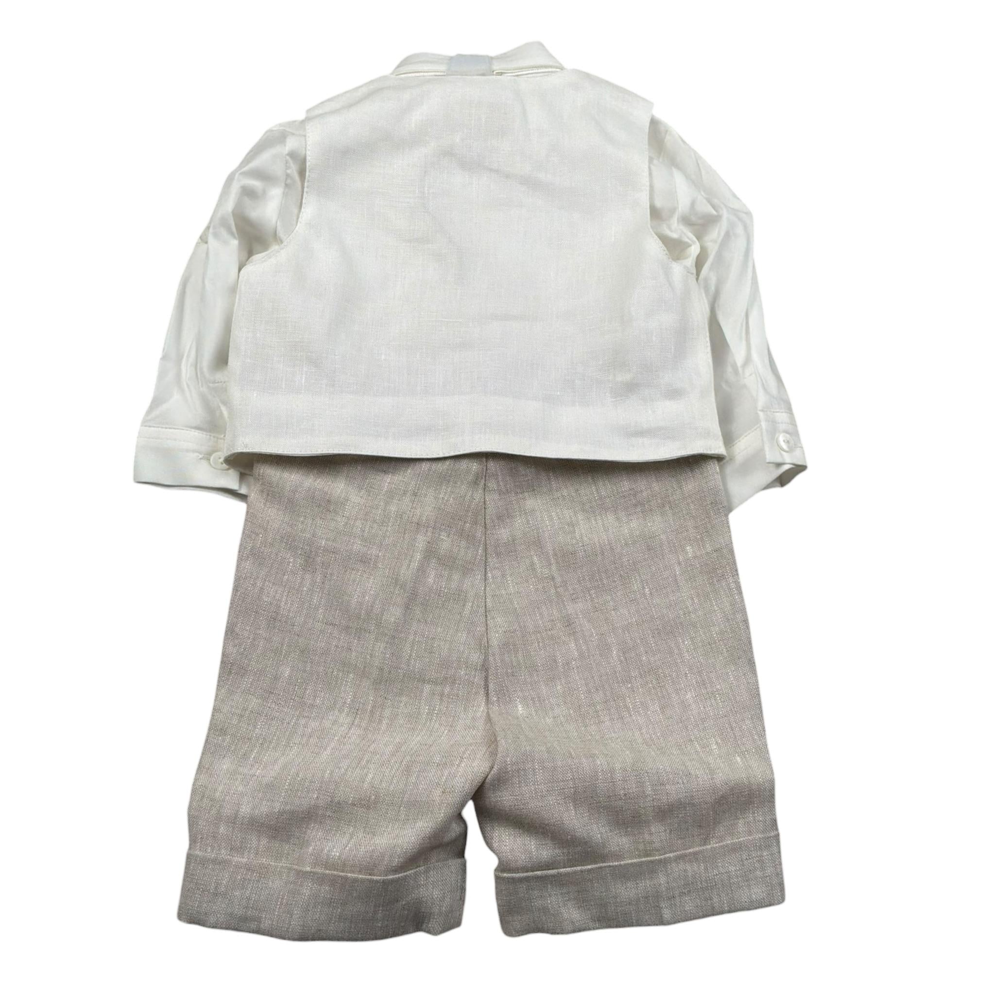 Pure Firenze Completo 4 Pezzi Camicia-Gilet-Bermuda-Papillon per Neonato 110888 PANNA/BEIGE PURE FIRENZE 