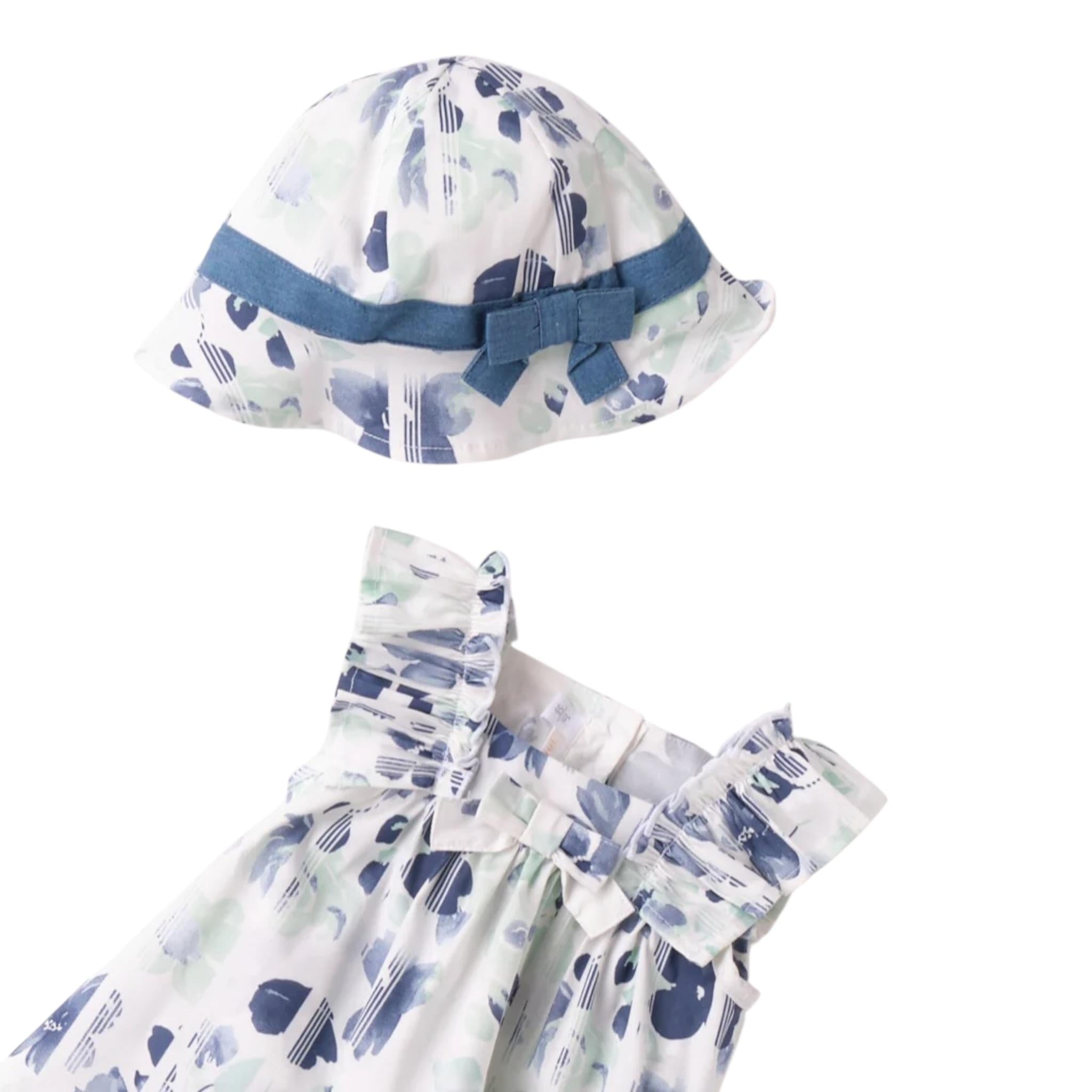 Mini Banda Completo 2 Pezzi Abito tinta unita-Cappello Bianco per Neonata 3B782X BIANCO MINI BANDA 