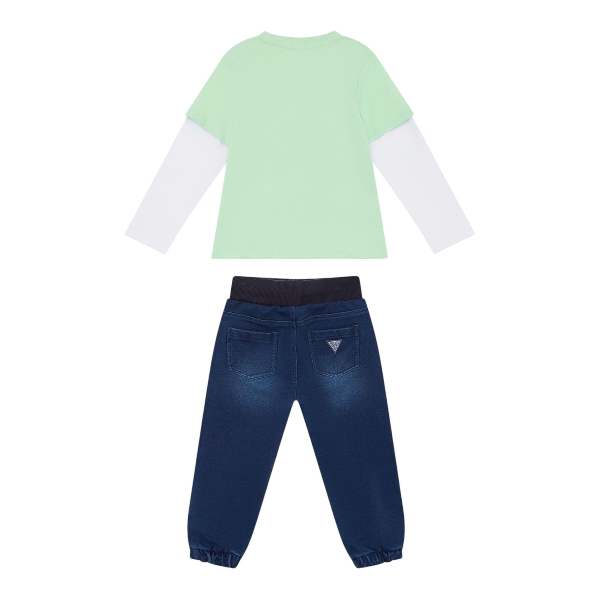 GUESS completo 2 pezzi shirt-pantalone effetto denim Verde per Neonato I4YG11K8HM3 VERDE GUESS 