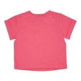 Twinset Solid Color Crew Neck T-Shirt With Pink Print For Girls