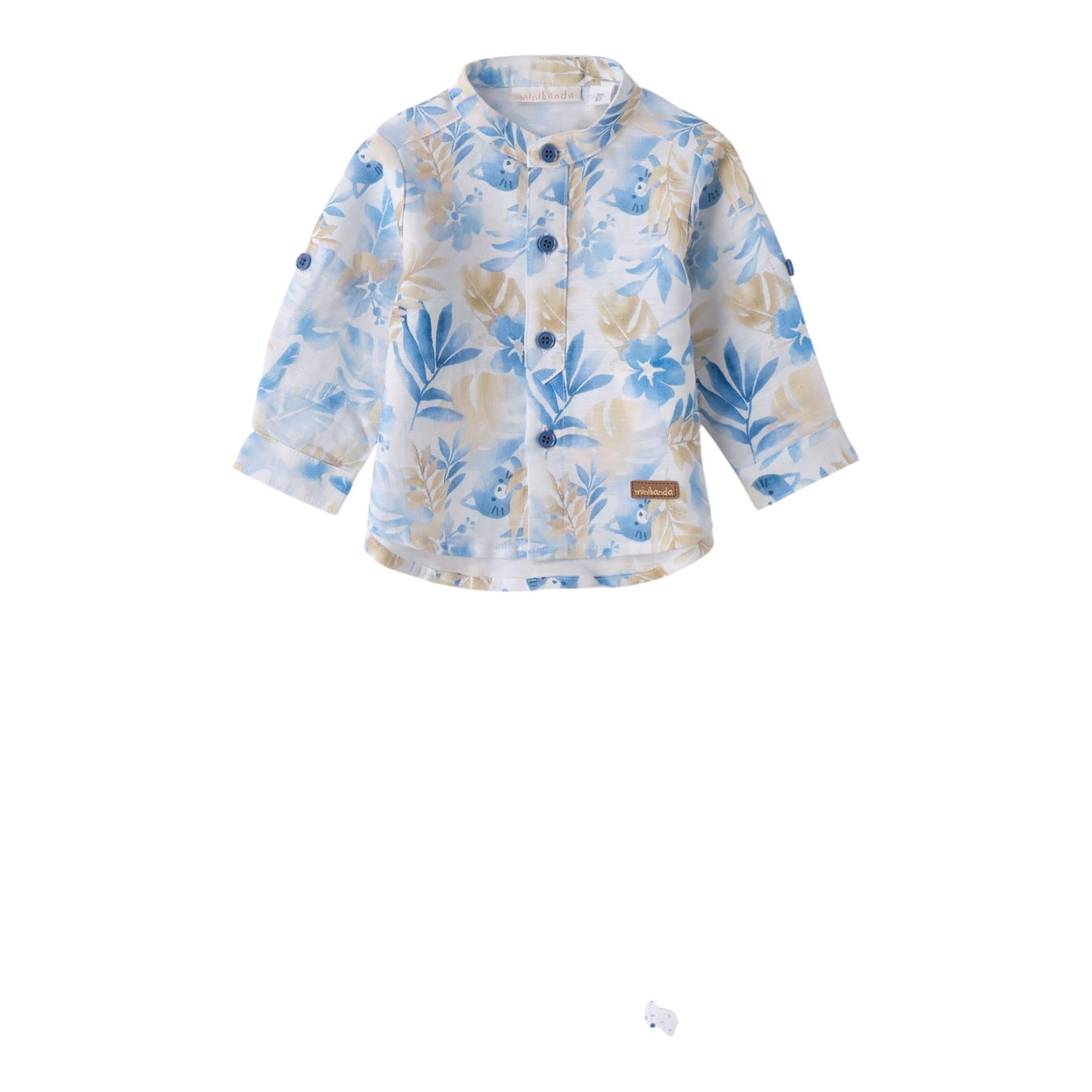 Mini Banda Camicia Manica Lunga Stampa Fantasia Bianco per Neonato 3B606XX BIANCO MINI BANDA 