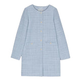 Herno Solid Color Coat With Buttons Crew Neck Light Blue For Girls