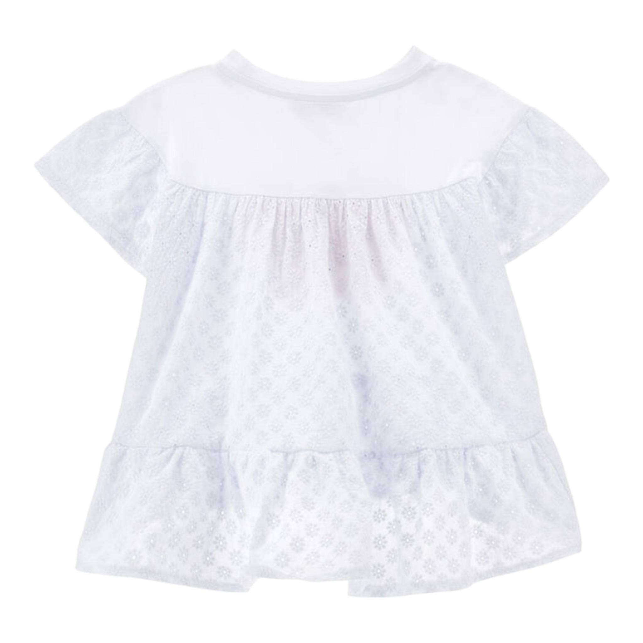 Monnalisa Maxi T-Shirt Girocolo Tinta Unita con Stampa per Neonata 19E625N BIANCO MONNALISA 