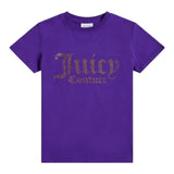 Juicy Couture T-Shirt Girocollo Tinta Unita con Brillantini per Bambina JBX6409 VIOLA JUICY COUTURE 