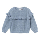 NAME IT maglia tinta unita girocollo con balze Blu per Bambina 13233168 BLU NAME IT 