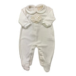 STORY LORIS tutina in ciniglia tinta unita con applicazioni Bianco per Neonata 56423 BIANCO STORY LORIS 