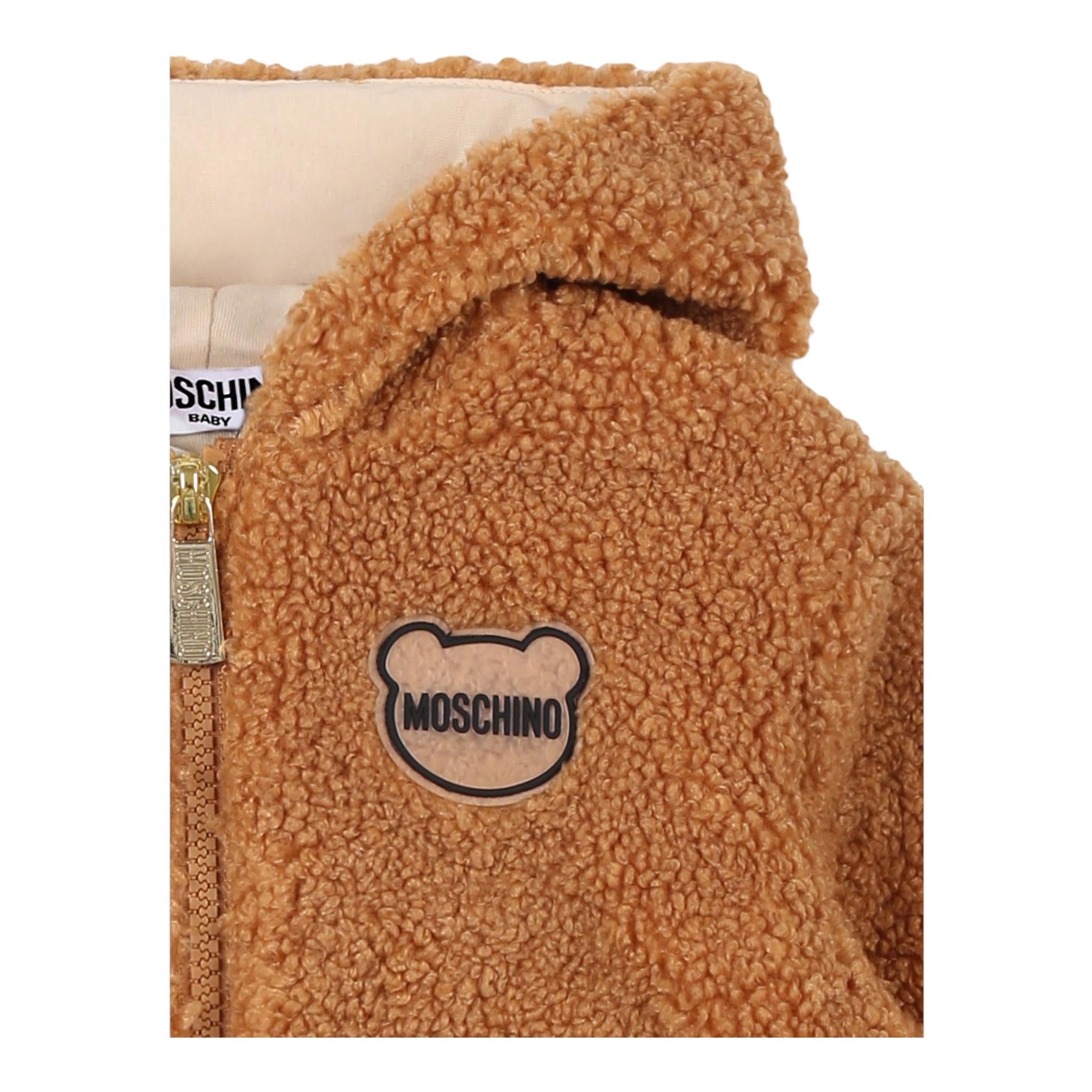 MOSCHINO giubbino modello teddy tinta unita con zip e cappuccio Biscotto per Neonato MUS02SN BISCOTTO MOSCHINO 