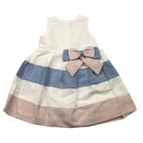 Barcellino Solid Color Sleeveless Dress With Contrast Bands White For Baby Girl