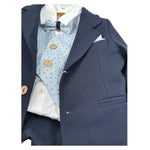 Gastone Completo 4 Pezzi Giacca-Camicia-Pantalone-Papillon-Papillon per Neonato G0140A BLU GASTONE 