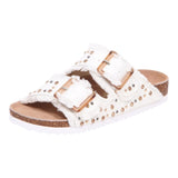 Colors Of California Solid Color Sandal With Buckles White For Girls