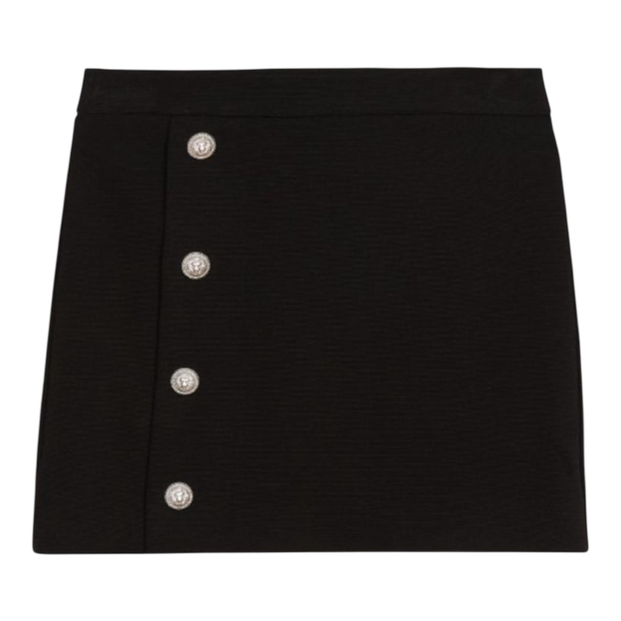 Balmain Gonna Tinta Unita con Bottoni per Bambina BV7A34 NERO BALMAIN 