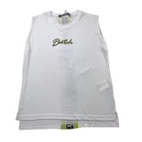 Datch Solid Color Tank Top With Print Crew Neck White For Boys