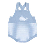 Chicco Plain Romper With Striped Pattern Powder Blue For Newborn