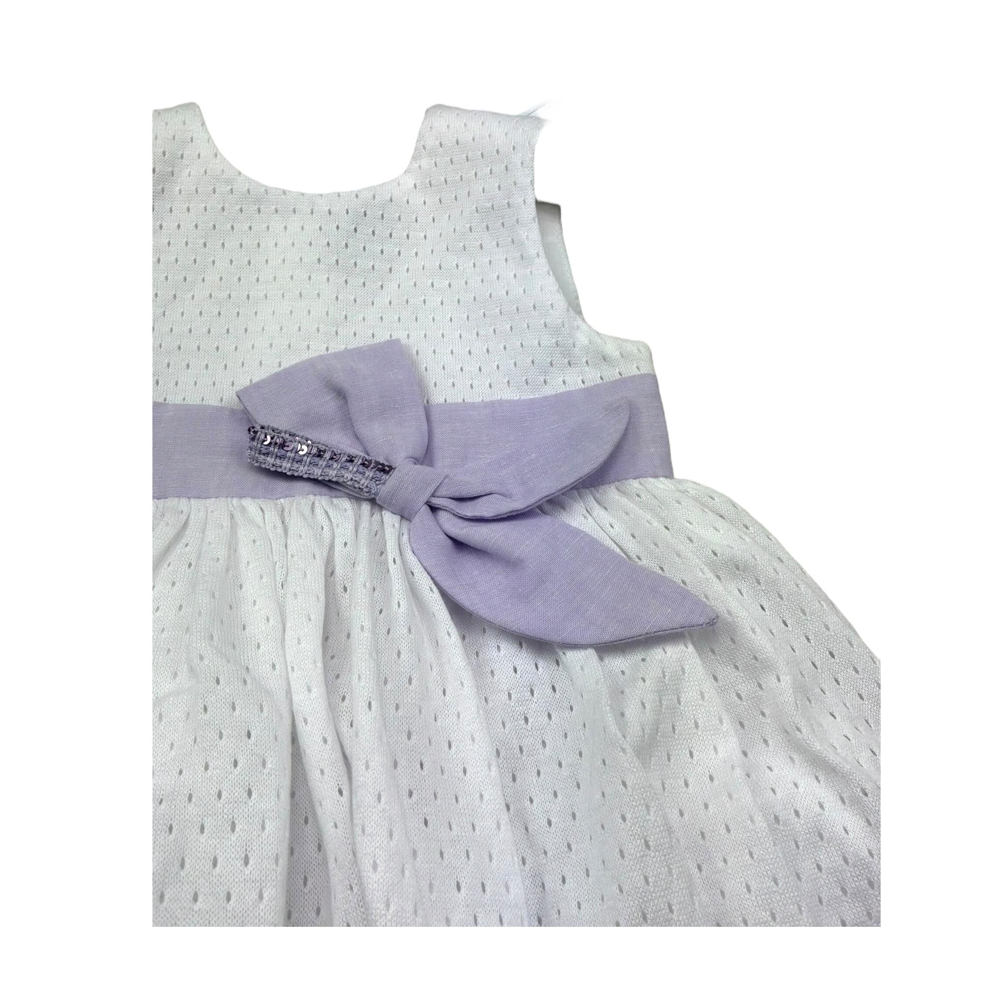 I Delfi Abito Giromanica Tinta Unita con Cintura In Contrasto per Neonata 25P5079 BIANCO I DELFI 