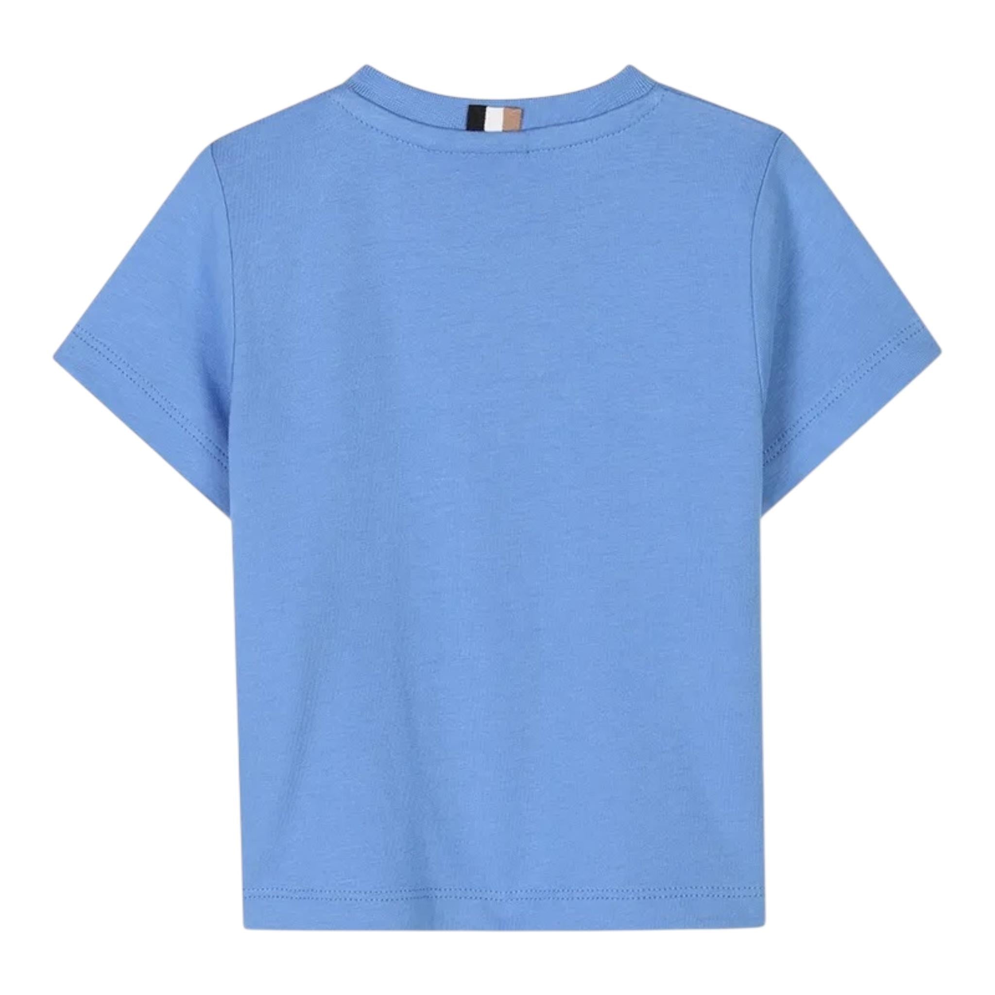 Boss T-Shirt Girocollo Tinta Unita con Stampa per Bambino J52110J AZZURRO BOSS 
