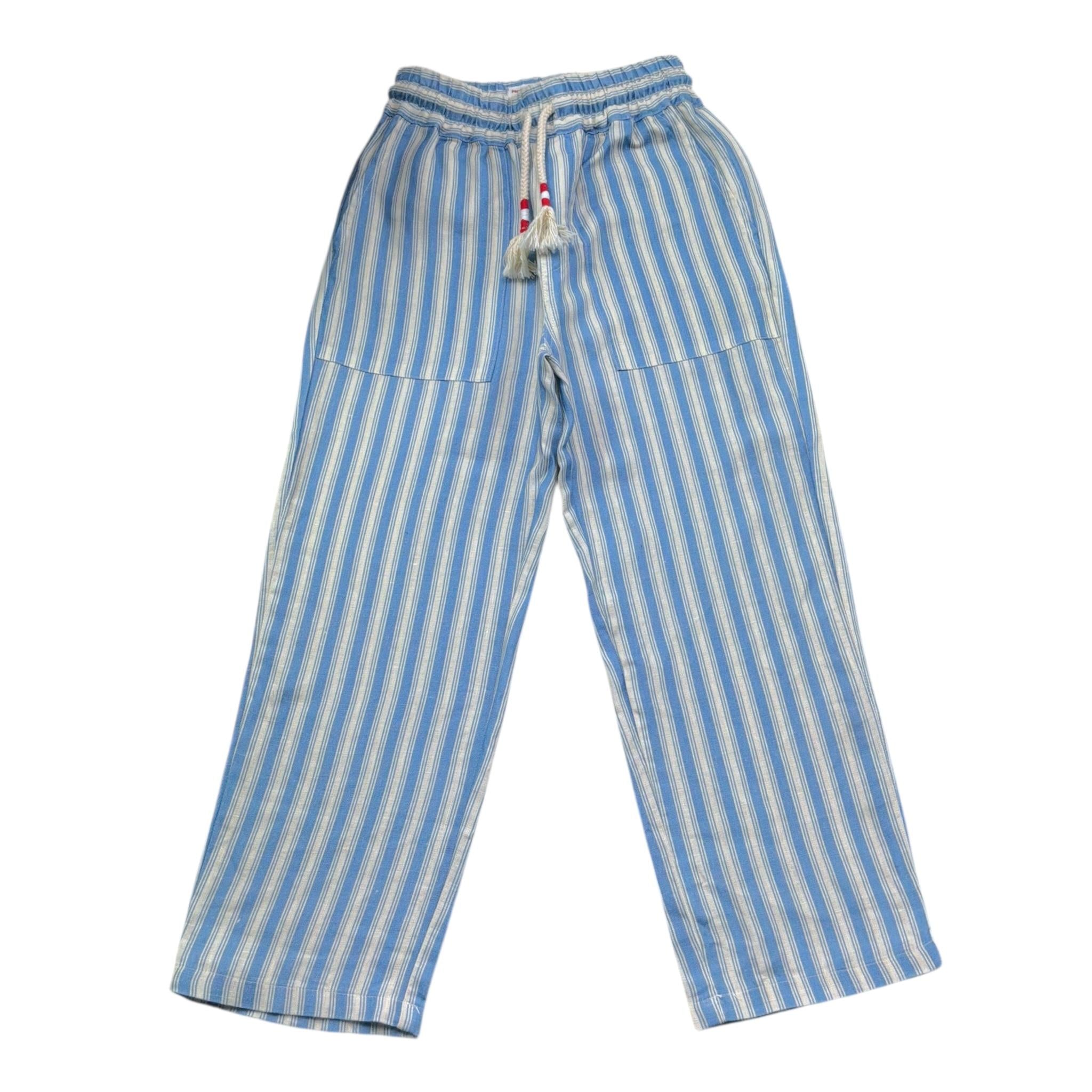 Saint Barth Pantalone Bicolore con Fantasia A Righe per Bambino 00558L BIANCO/AZZURRO SAINT BARTH 