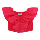 Monnalisa Top Giromanica tinta unita con Rouches Rosso per Neonata 17A300 ROSSO MONNALISA 