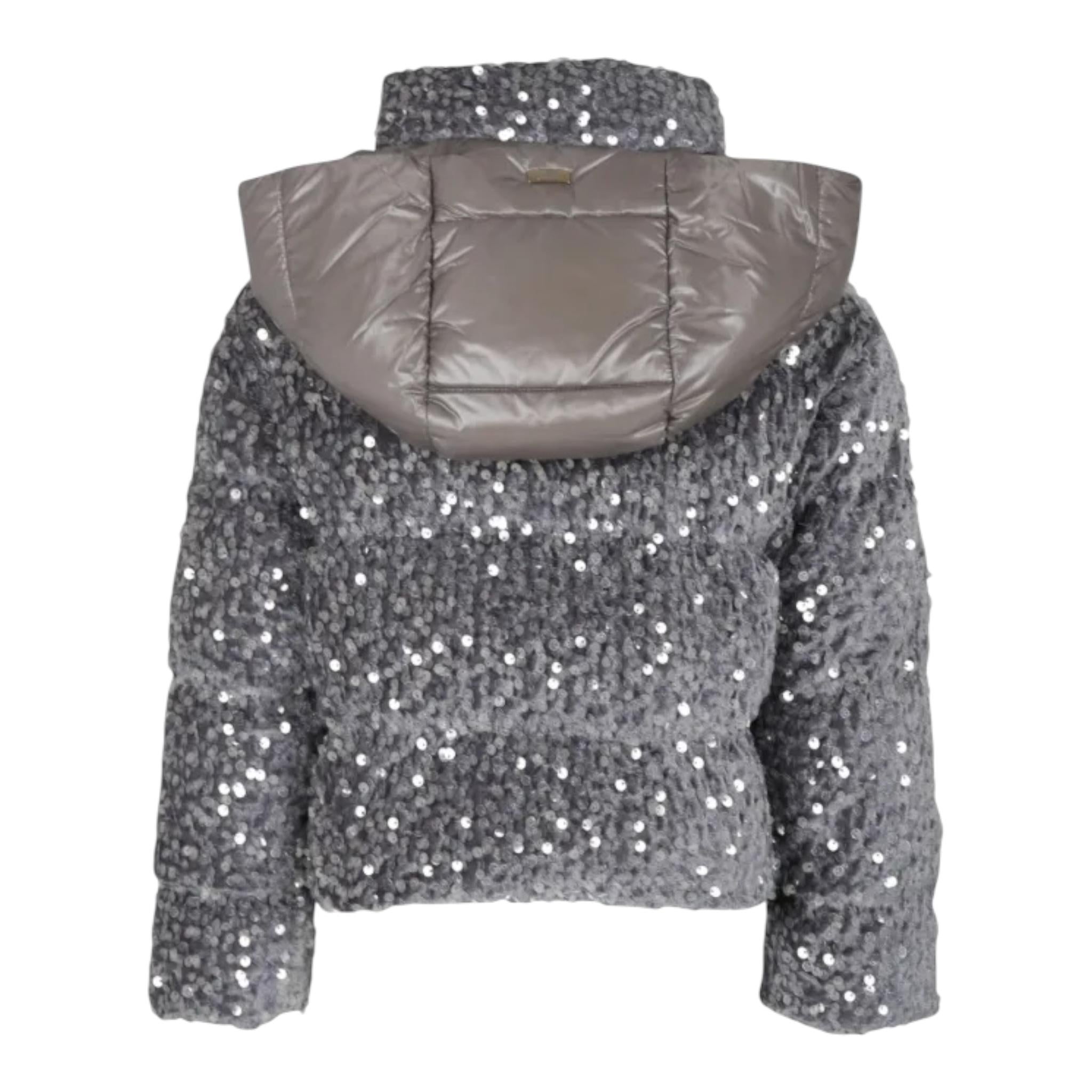 HERNO giubbino tinta unita cn cappuccio e paillettes Grigio per Bambina PI000174G GRIGIO HERNO 
