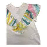 Emilio Pucci Solid Color Crew Neck T-Shirt With Contrast Sleeves White For Baby Girls