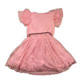 Liu Jo Solid Color Dress with Embroidery and Pink Belt for Baby Girl