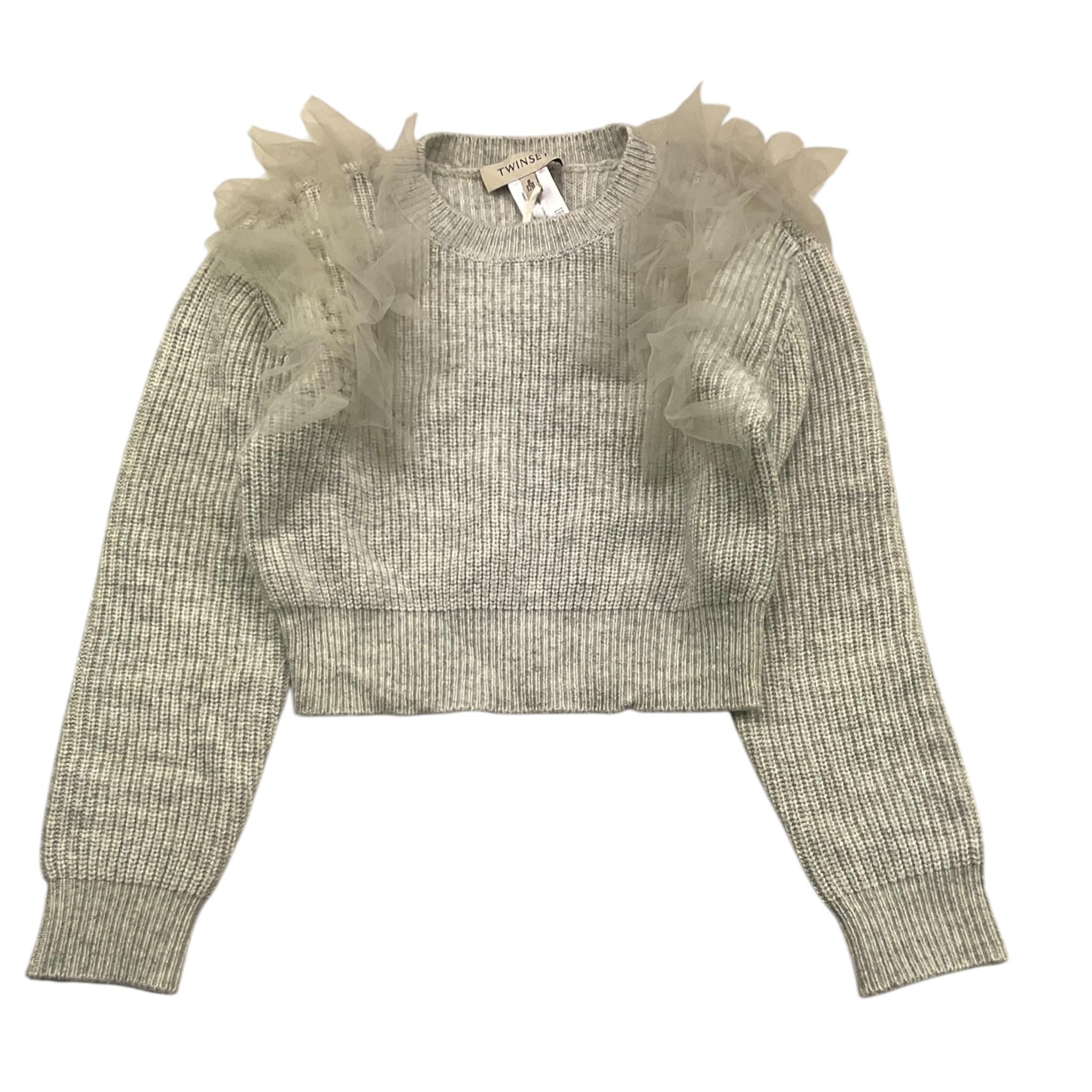 TWINSET maglia girocollo tinta unita con tulle Grigio per Bambina 242GJ3080 GRIGIO TWINSET 