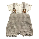 Le Coconne Two-Tone Romper Striped Pattern White/Beige For Newborn