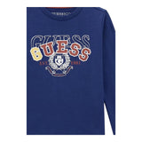 Guess Shirt Girocollo Tinta Unita con Stampa per Bambino N5RI01K8HM4J BLU GUESS 
