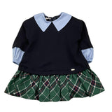 LE BEBE' abito manica lunga con finta camicia e gonna scozzese Blu per Neonata LBG6115 BLU LE BEBE' 
