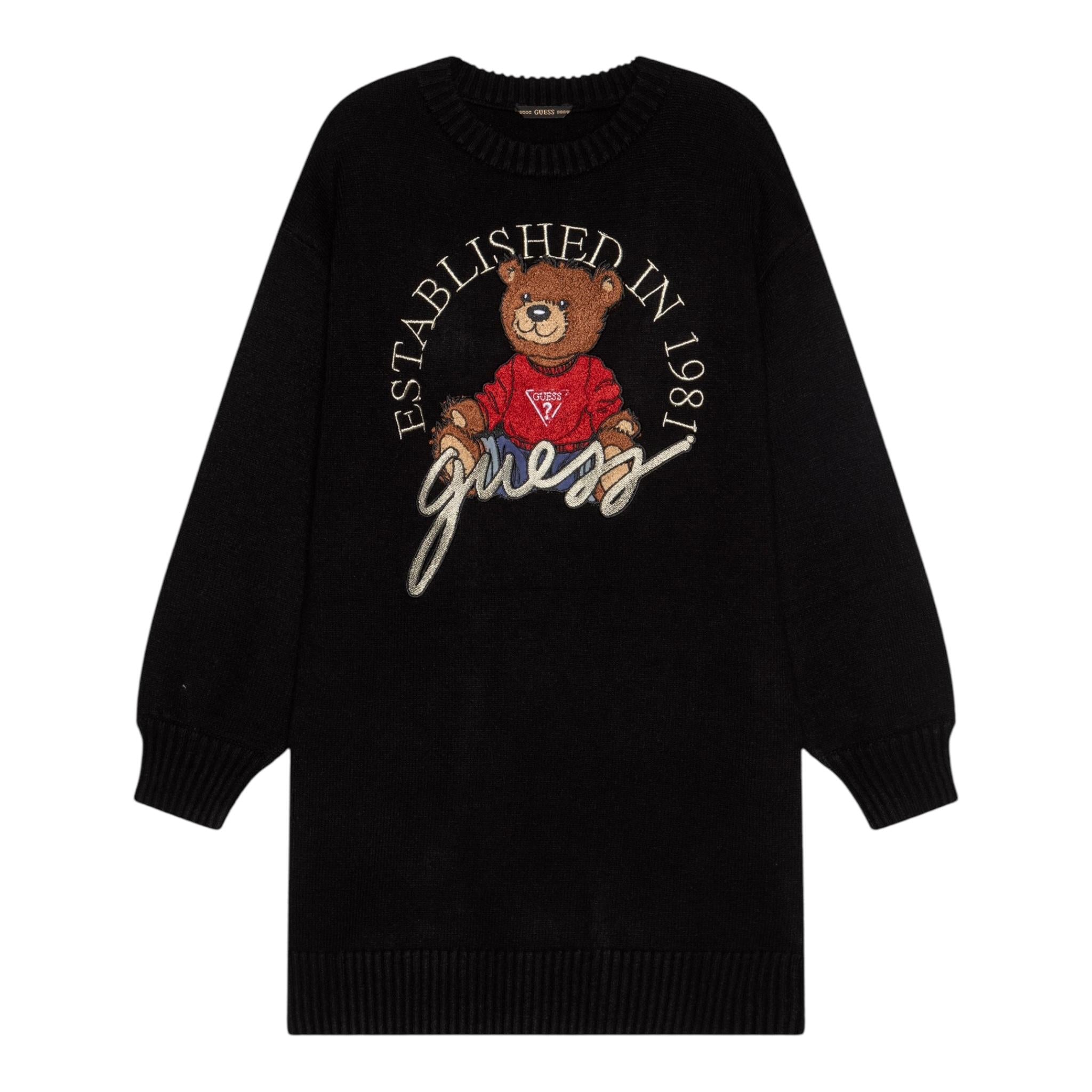GUESS abito in maglia tinta unita con stampa Nero per Bambina J4BK12Z3GS0 NERO GUESS 