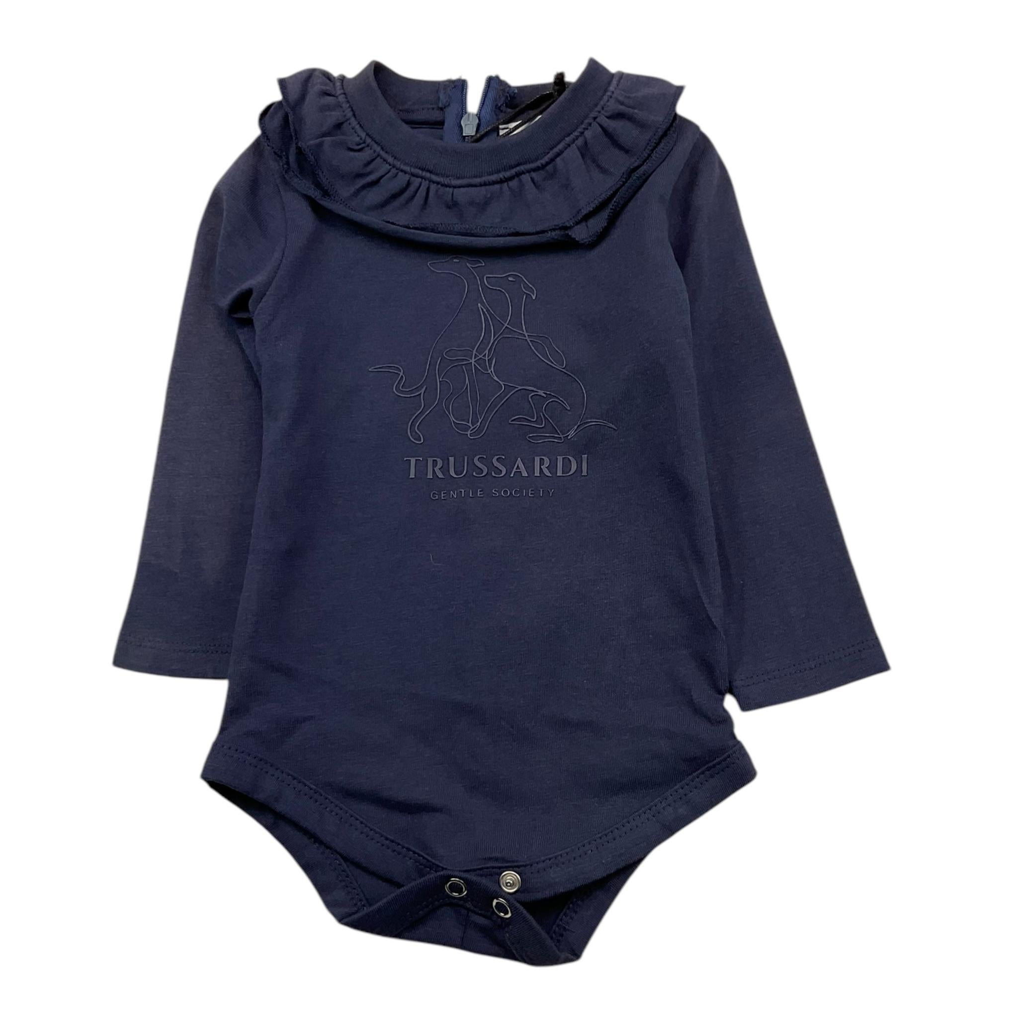 TRUSSARDI bordy tinta unita con stampa Blu per Neonata TIA25161BD BLU TRUSSARDI 