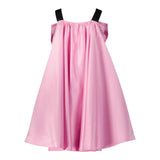 Twinset Plain Strap Dress With Pink Bow For Baby Girl