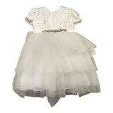 Sartoria Bramante Solid Color Sleeveless Dress With Tulle And White Rhinestone Belt For Newborn