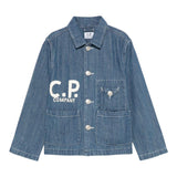 C.P. Company Giubbino In Denim tinta unita con Logo Blu per Bambino CUA003XX BLU C.P. COMPANY 