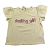 Babe &amp; Tess Solid Color Crew Neck T-Shirt With Contrast Print Cream For Girls