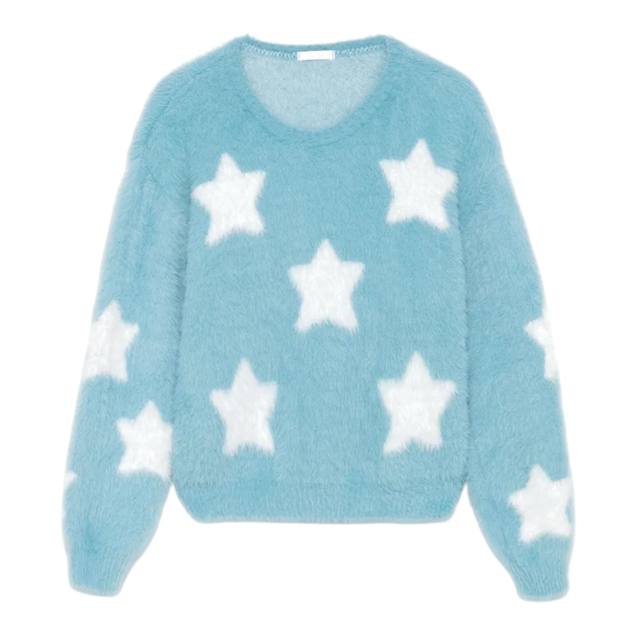 LU LU BY MISS GRANT maglia tinta unita con stampa stelle Azzurro per Bambina LL3153XX AZZURRO LU LU BY MISS GRANT 
