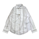 Eleventy White Striped Solid Color Long Sleeve Shirt for Boys