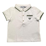 Tartine Et Chocolat Polo Shirt Half Sleeve Solid Color With Contrasting Trim White/Green For Newborns