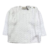 JO Milano Solid Color Crew Neck Sweater White For Newborn