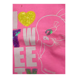 Billieblush Girls' Solid Color Crew Neck T-Shirt with Fuchsia Print