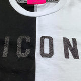 Icon T-Shirt Bicolore con Stampa E Brillantini per Bambina IGKS00540 BIANCO/NERO ICON 