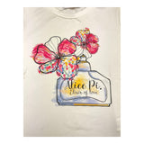 Alice Pi Solid Color Crew Neck T-Shirt with Contrast Print White for Girls