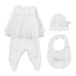 Miss Blumarine Set Tutina-Cappello-Bavetta per Neonata IF3109 BIANCO MISS BLUMARINE 