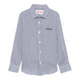 Saint Barth Camicia Manica Lunga Fantasia A Righe per Bambino AGN000101183J BLU SAINT BARTH 