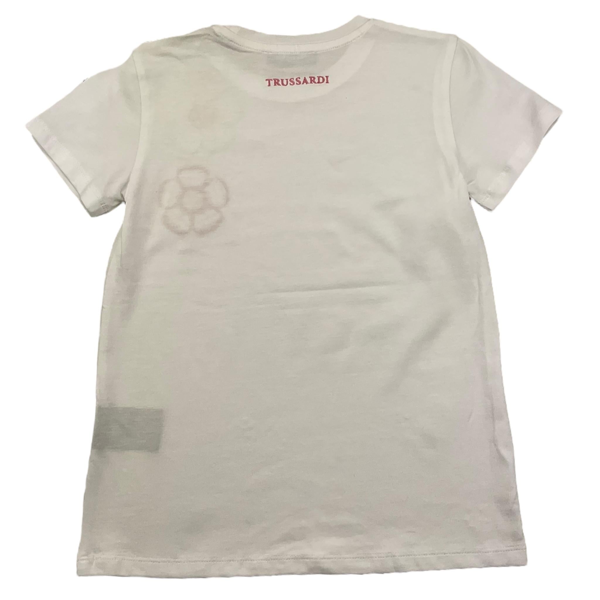 TRUSSARDI t-shirt girocollo tinta unita con ricami Bianco per Bambina TGA25098TS BIANCO TRUSSARDI 